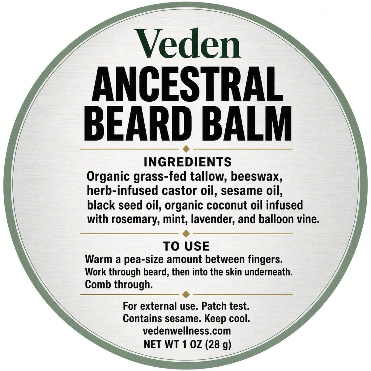 Veden Ancestral Beard Balm - 1oz sample Veden Ancestral Wellness