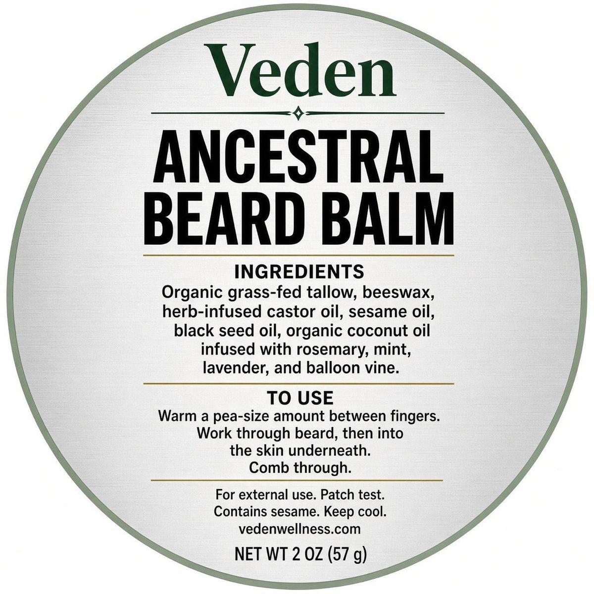 Veden Ancestral Beard Balm - 1oz sample Veden Ancestral Wellness